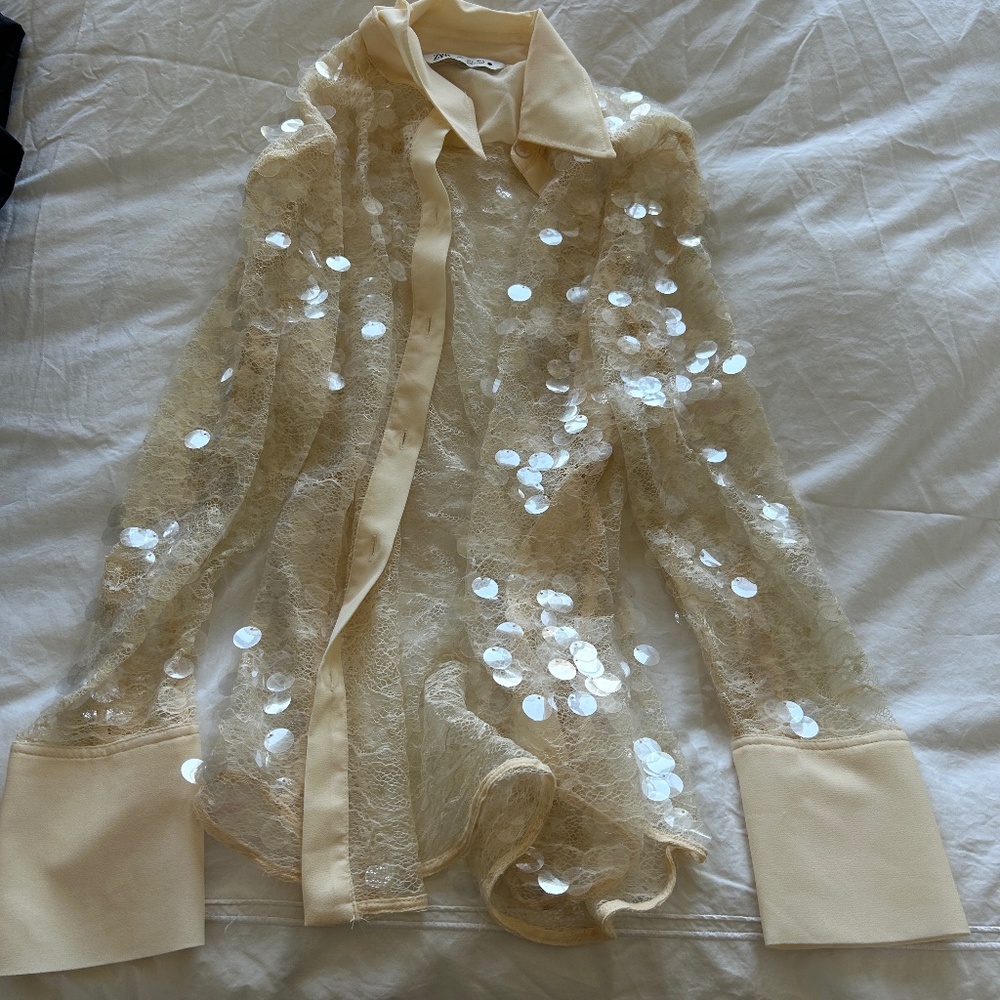Zara decorative button up shirt